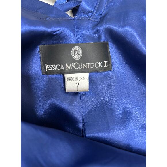 Jessica McClintock II Mermaid Gown Dress in Navy with Silver Sparkles Size 7 - Picture 5 of 8